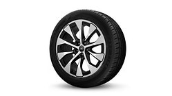 Obręcze kół ze stopu metali lekkich 8.5Jx19", 10 - ramienne Aero, czarne, polerowane, z oponami 255/45 R 19. 3-letnie ubezpieczenie opon w cenie.