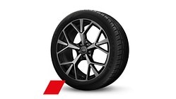 Obręcze kół ze stopu metali lekkich Audi Sport 8.5Jx19", 5 - ramienne, z podwójnymi ramionami  Peak, czarne metalik, polerowane,  z oponami 255/45 R 19. 3-letnie ubezpieczenie opon w cenie.